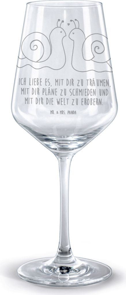 Mr. & Mrs. Panda Weinglas Schnecken Liebe - Transparent - Geschenk, Kelch, Rotwein, Gemeinsam, glücklich, Jahrestag, Glas, für, graviert, Freundi...