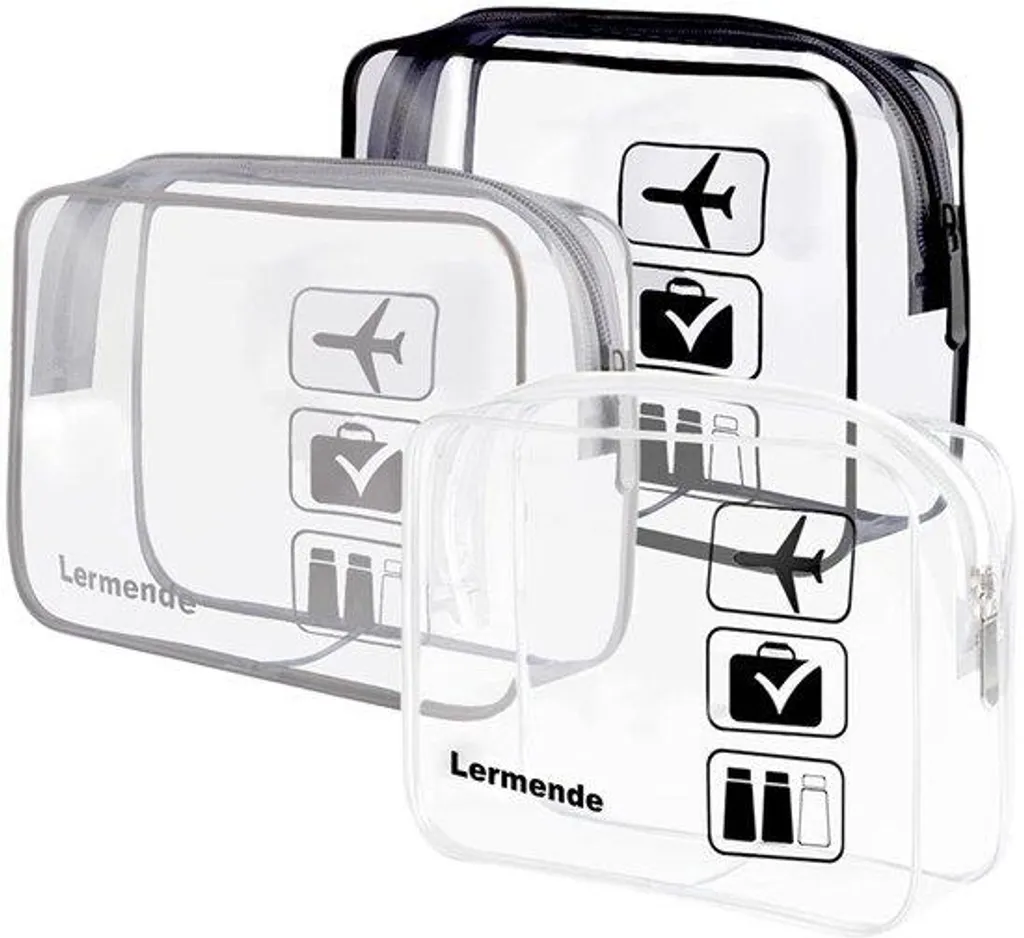 Trousse toilette silicone étanche lot de 3 formats avec zip renforcé