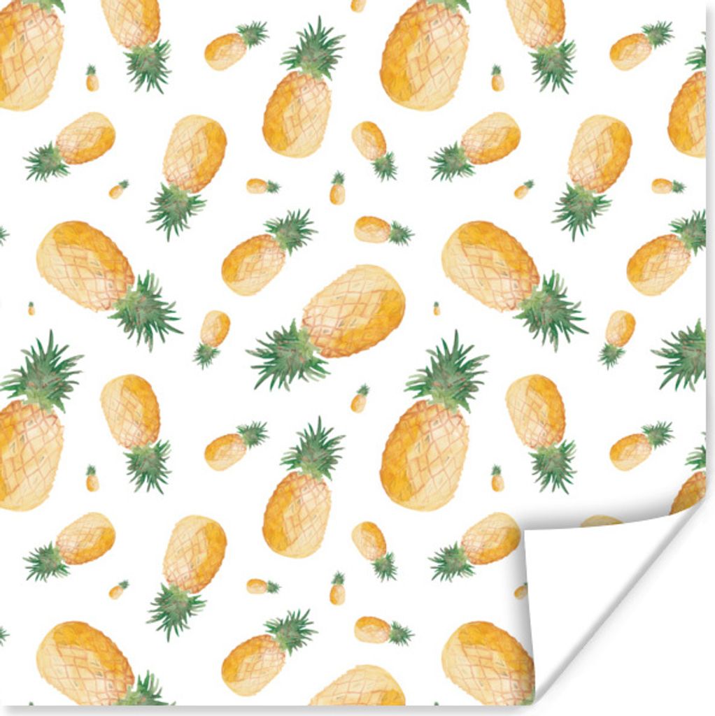 MuchoWow Poster Ananas - Obst - Design 75x75 cm - Wand Dekoration