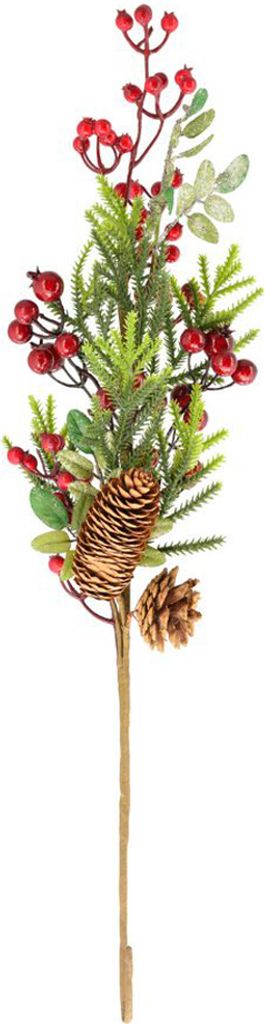 Kunstzweig Blätter & Beeren Dekozweig Bastelmaterial rot grün braun 66x19x5 cm