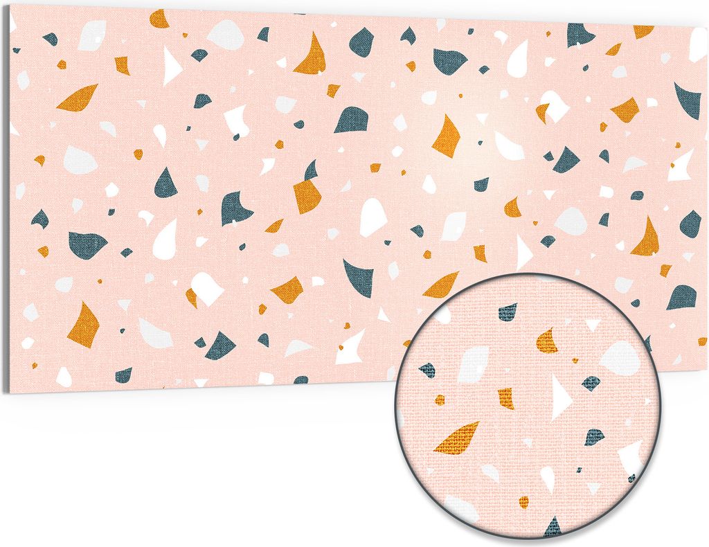 DEQORI Hybrid Leinwand Bild 100x50 cm 'Rosa Terrazzo-Zauber' Wandbild Glas flach modern