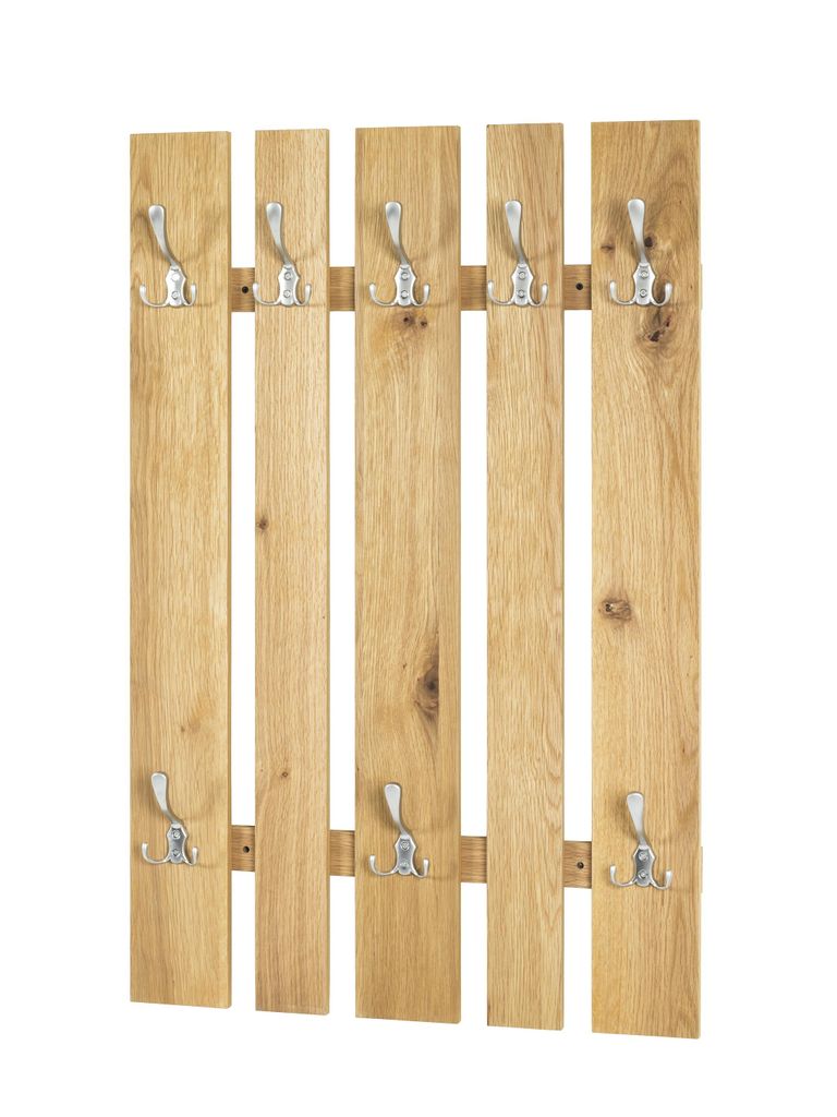 HAKU Wandgarderobe edelstahloptik, eiche - Echtholzfurnier, Produktbild 