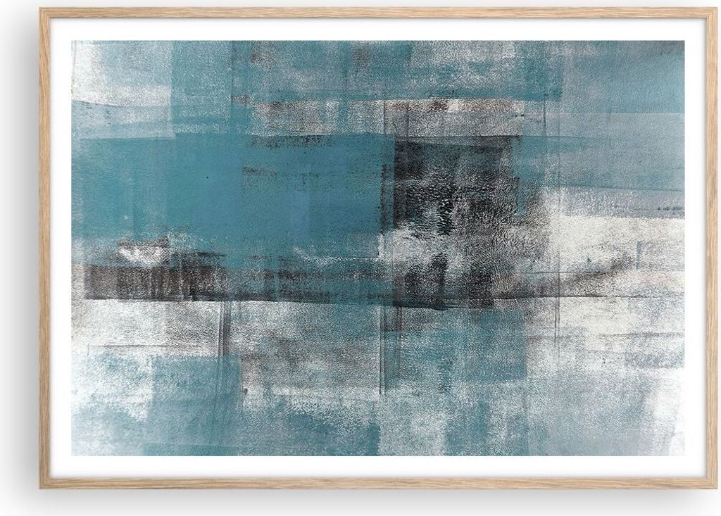 Gerahmtes Poster - Rahmen in heller Eiche - Abstraktion Modern Gürtel - 100x70 cm - Wand Bild - Wanddeko - Wandbilder - Wandposter - Bilderrahmen ...