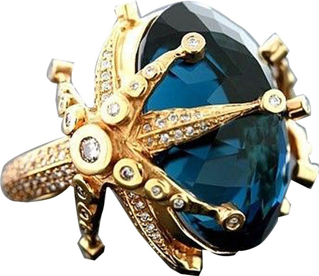 Marine Seestern Faux Topas Intarsien Party Fingerring Hochzeit Brautschmuck Geschenk-Golden,US 10