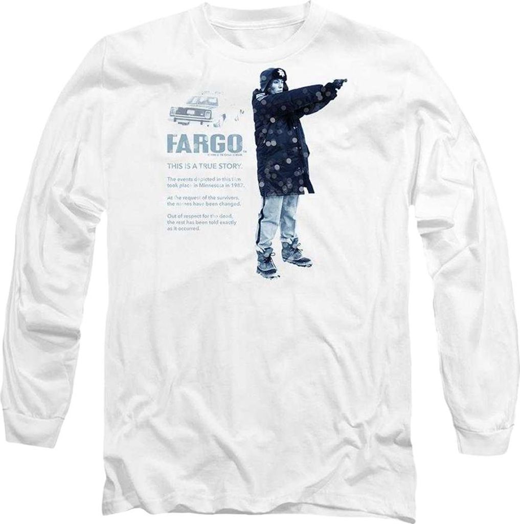 Fargo - "This Is A True Story" T-Shirt für Herren/Damen Uni, Langärmlig TV29038 (L) (Weiß)