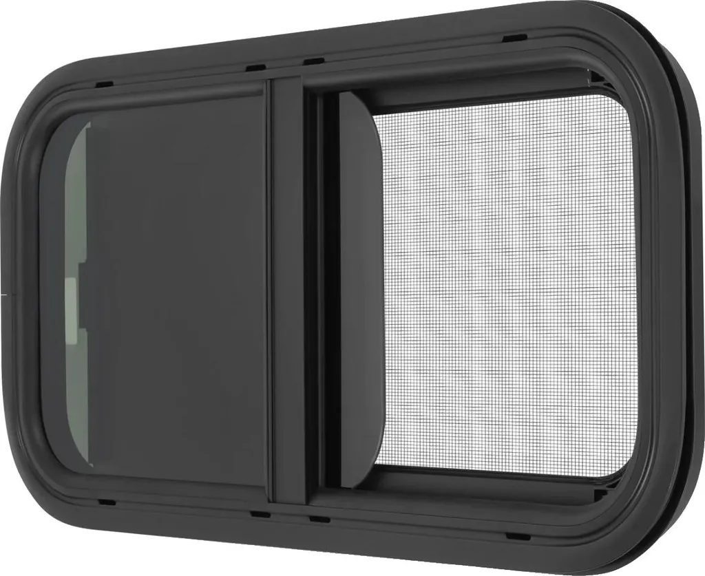 Fenêtre de Camping-Car 70x40 cm en Verre Trempé et Aluminium Noir