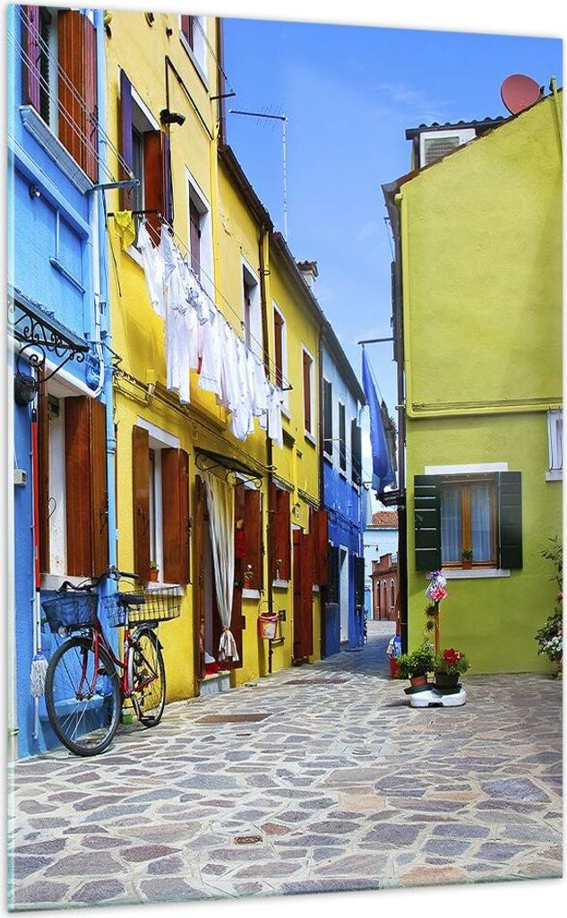 Bilder auf glas - Einteilig - Sonne Tag Fahrrad Straße - 70x100cm - Glasbilder - Wandbilder - Bilder - zum Aufhängen bereit - Wanddekoration aus ...