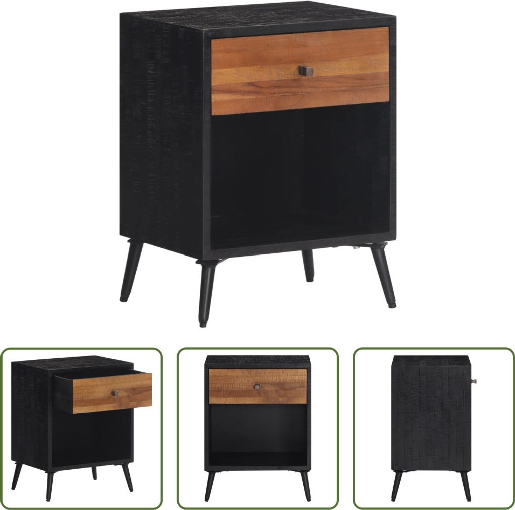 The Living Store Nachttisch 40x30x50 cm Massivholz Teak