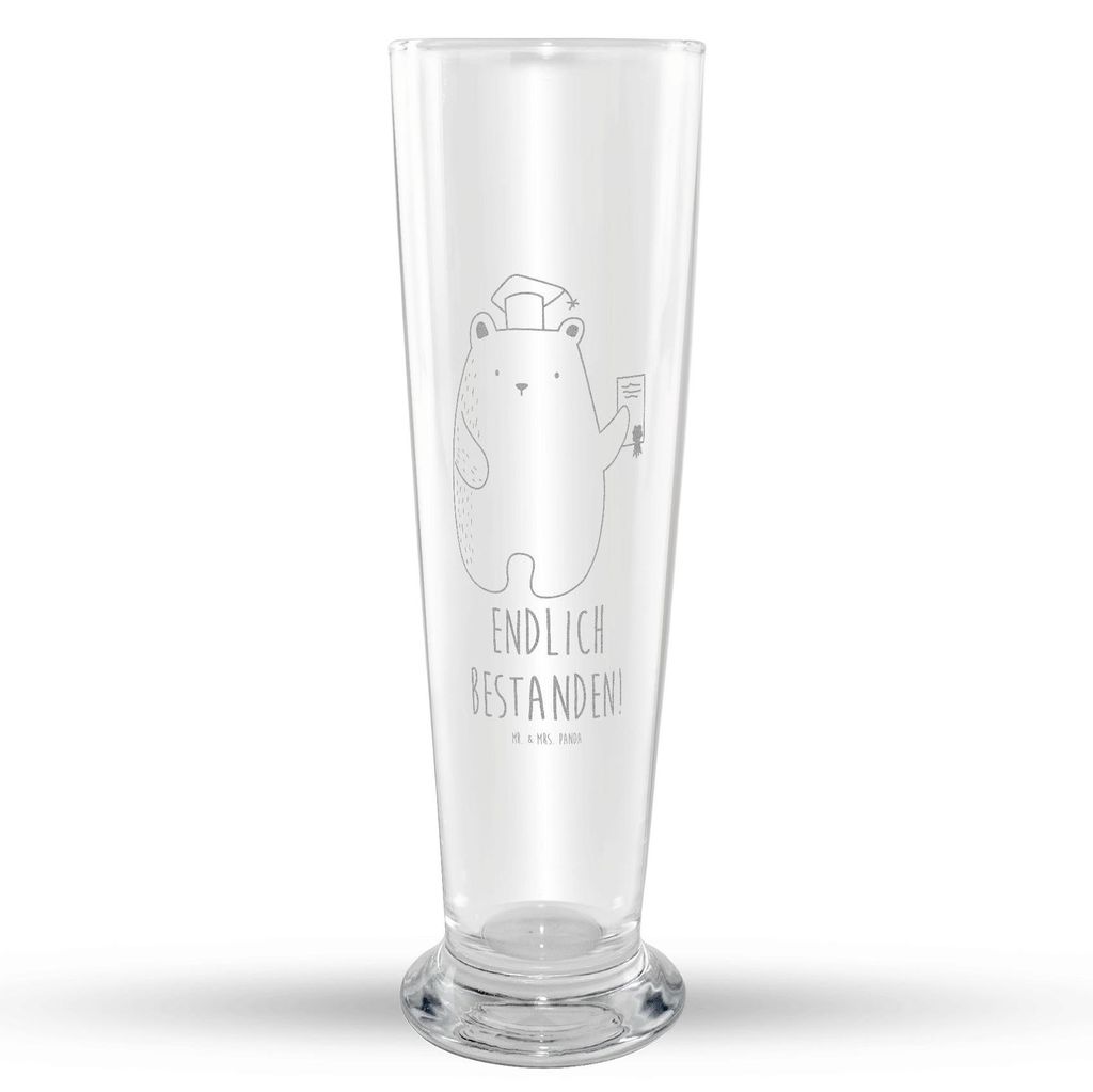 Mr. & Mrs. Panda Bierglas Bär Prüfung - Transparent - Geschenk, Bier Glas, Abschlusszeugnis, Bestanden, Zeugnis, Abschluss, Weißbierglas, Mr Mrs...