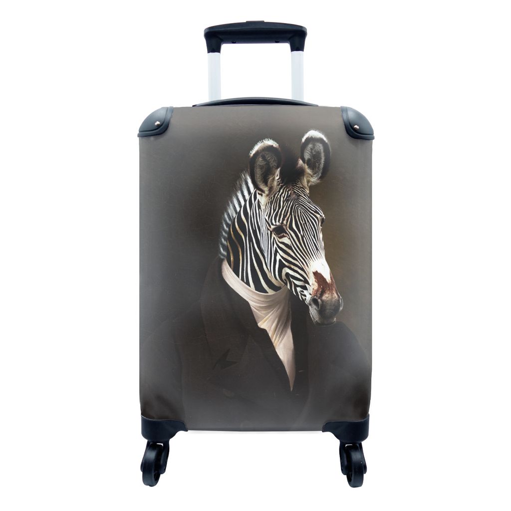 MuchoWow Koffer Handgepäck Trolley Rollkoffer Kleine Reisekoffer mit 4 Rollen - Alte Meister - Zebra - Kunst - Cabin Size < 55x40x23 cm & 55x40x...