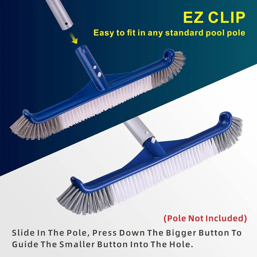 Brosse de piscine 43cm anti-algues en nylon avec support ABS durable