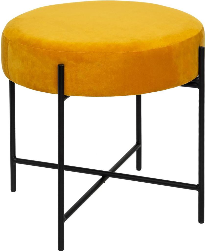 Tabouret en velours ARTY, Ø 47 cm, jaune Image du produit 