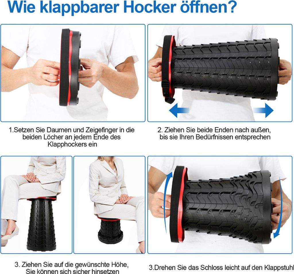 Hapivida 2x Aufblasbare Hocker 62cm - Tragbar Indoor Outdoor