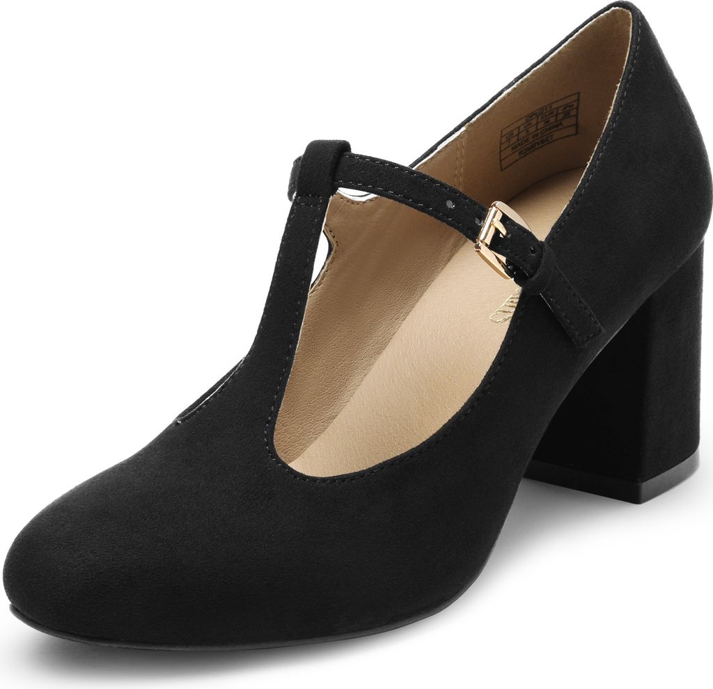 DREAM PAIRS Mary Jane Pumps mit T-Riemen, Hochzeitsschuhe für Damen,Size 36.5,Schwarz,DPU211