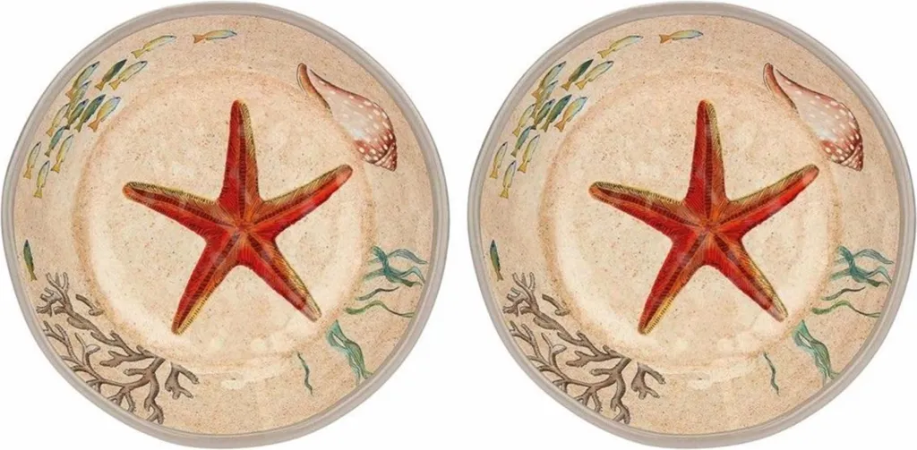 Rose&Tulipani Sea Life: Set 2 Piatti Melamina 19,5cm | Tavola Estiva