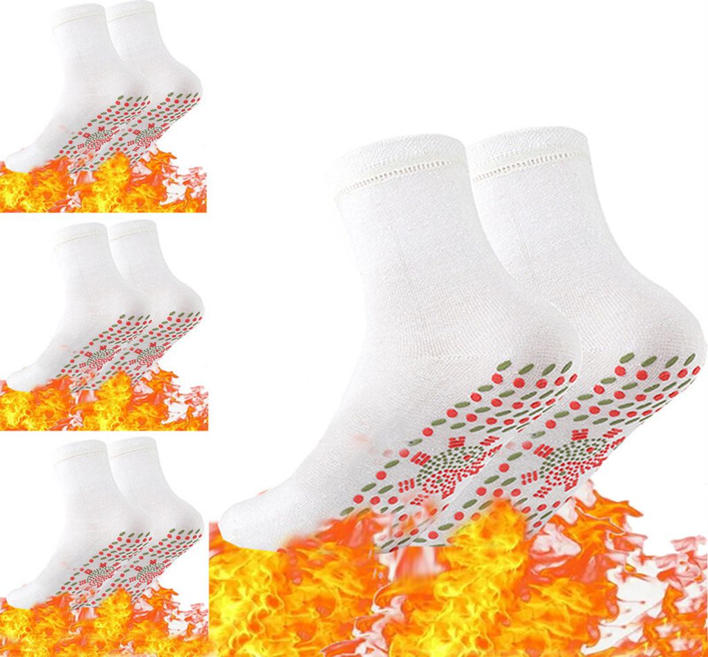 （Weiß） 4 Paar selbsterwärmende Socken – beheizbare Socken Produktbild 