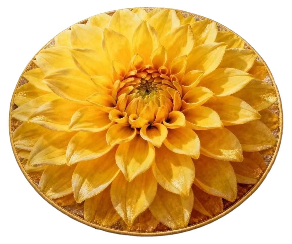 Floraler Plüsch-Fußteppich mit 3D-Optik, runder kleiner Teppich, rutschfest, saugfähig, für Wohnzimmer, Schlafzimmer, Küche, Badezimmer, Sofa,...
