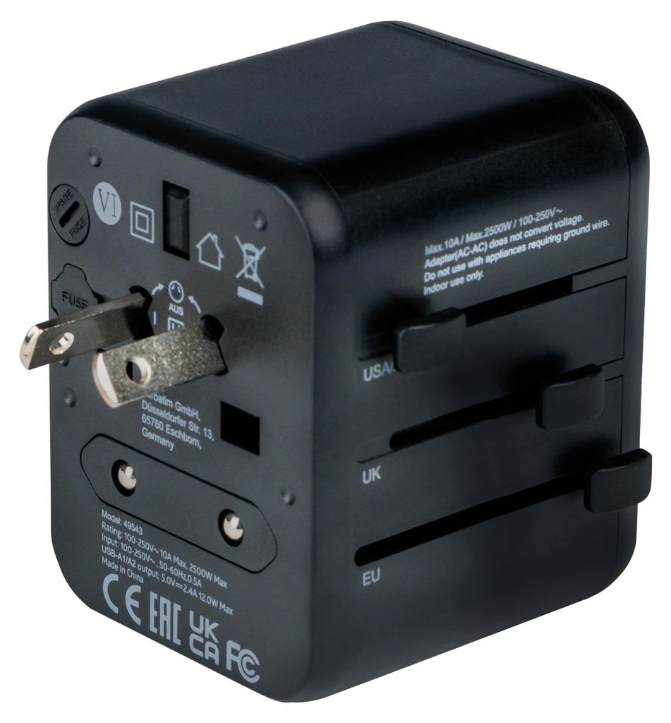 Verbatim UTA-01 Universaladapter mit USB, 100–250 V, Produktbild 