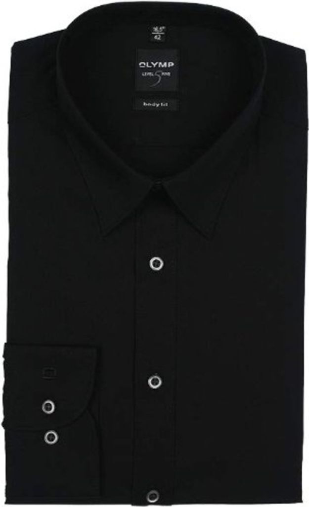 Olymp Hemd Ärmellänge 7 Level Five extra slim fit schwarz uni Baumwolle