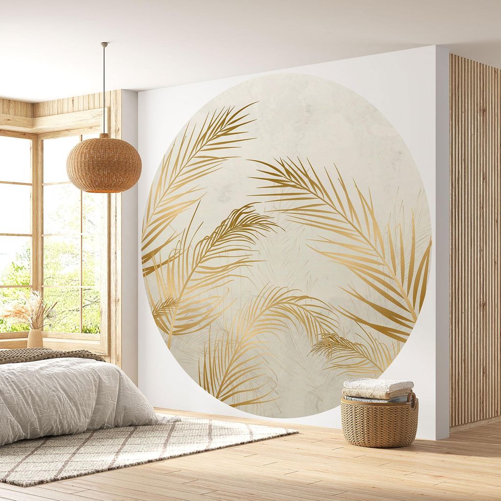 Runde Tapete / Kreis - Lumaléa - Botanisches Motiv - Premium-Papier 185 g, abwaschbar - Durchmesser 130 cm
