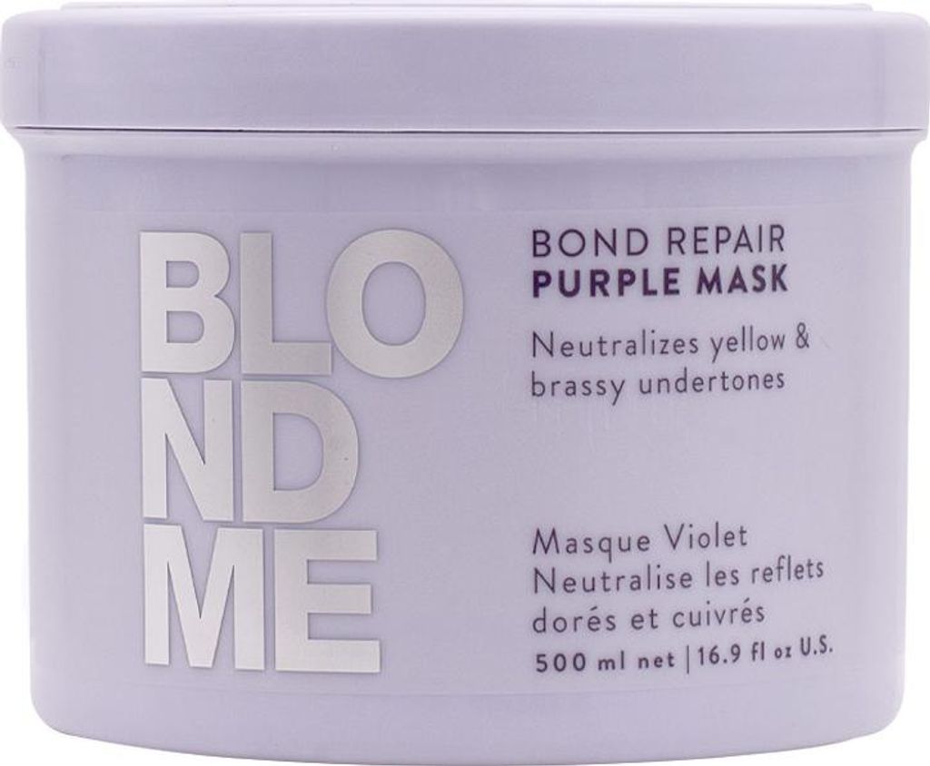 A close-up shot of a purple hair mask jar with silver lettering.