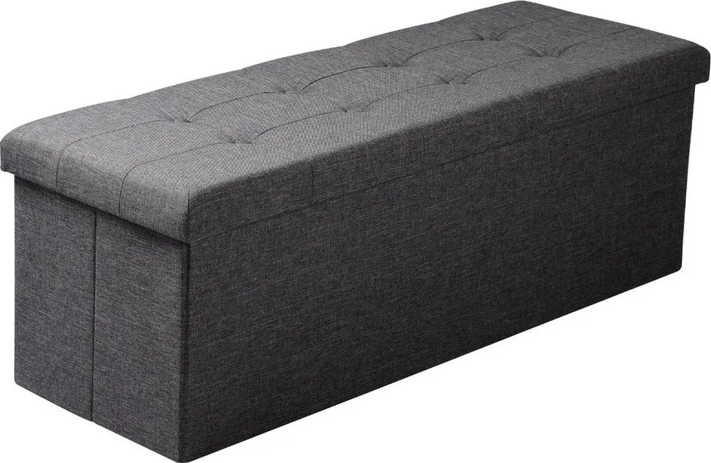 Coffre de Siège Gris avec Compartiment - Banc de Rangement 110x37,5cm