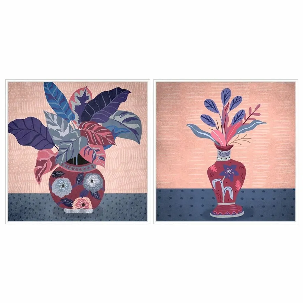 Décoration Murale pour Salon : Lot de 2 Grandes Toiles 83 cm DKD Decor