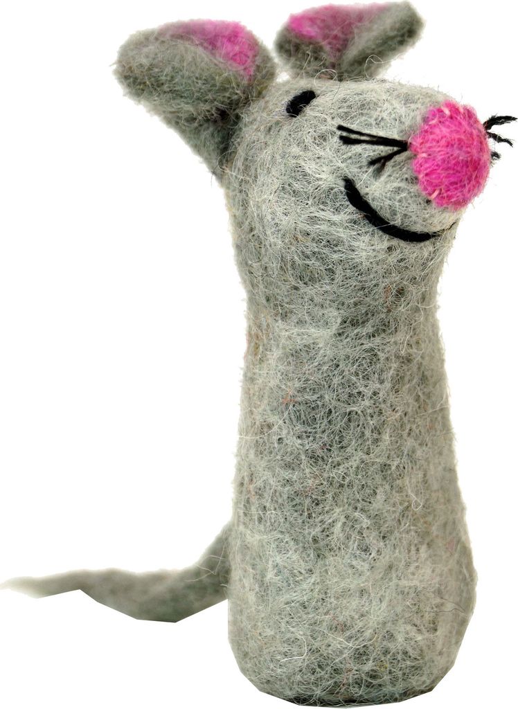 Handgemachte Fingerpuppe aus Filz - Maus, Grau, Wolle, 9*4*3 cm, Deko aus Filz