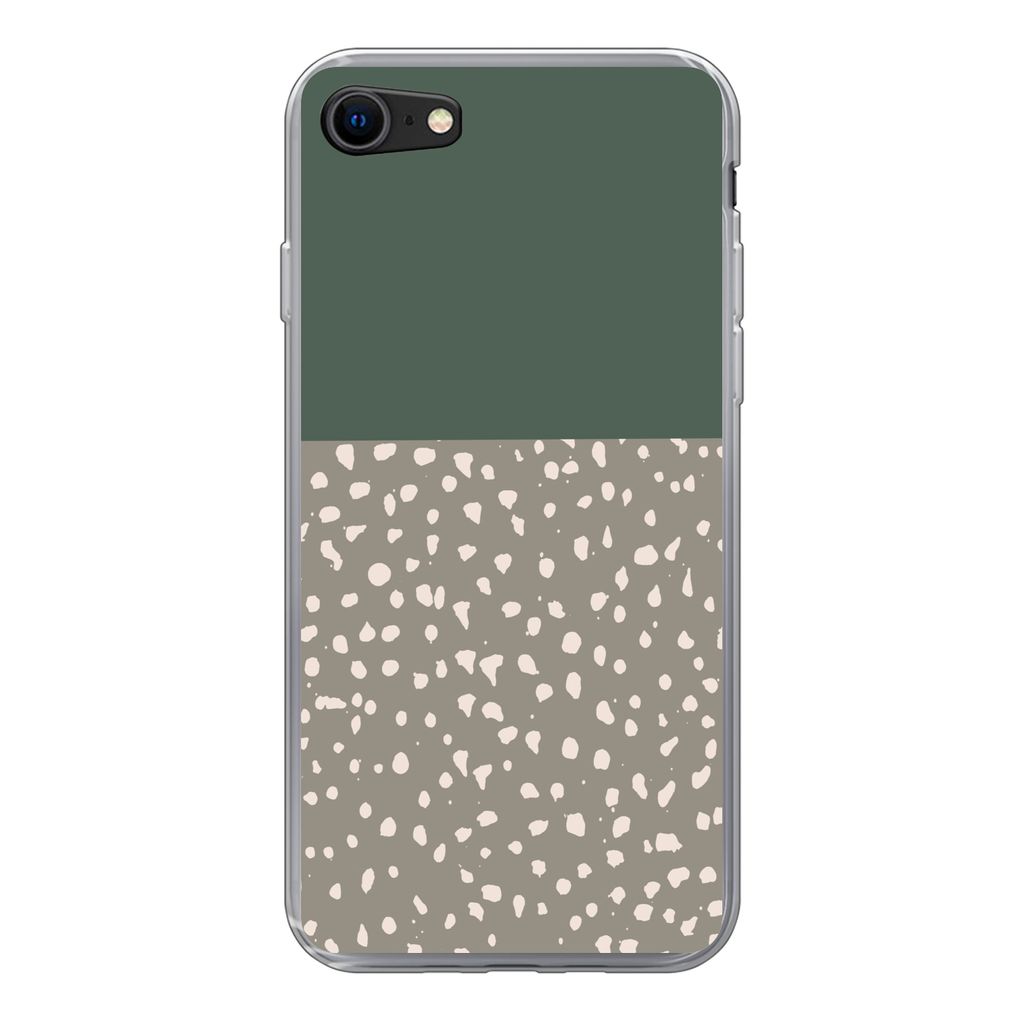 MuchoWow Handyhülle Schutzhülle Hülle für iPhone 7 Polka dot - Grün - Muster Silikon Softcase Handy Hülle - Kartenhalter