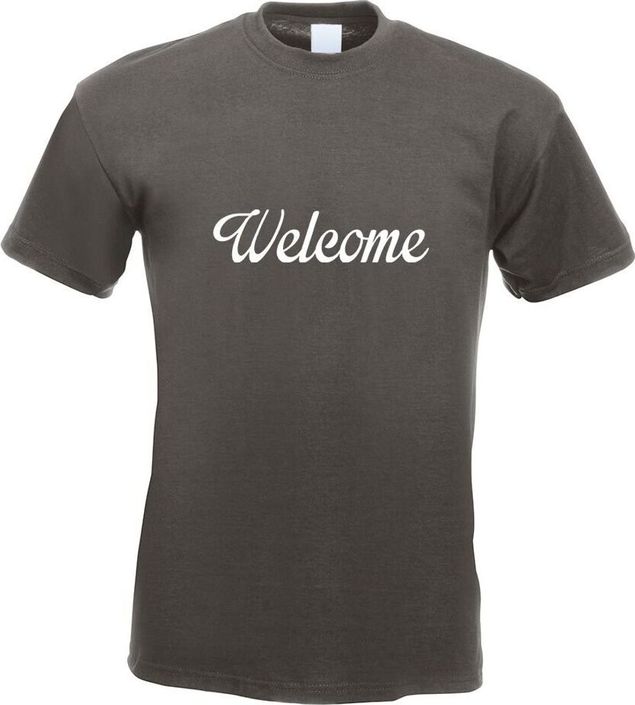 Kiwistar - T-Shirt - Graphit - Welcome Willkommen Motiv Bedruckt Funshirt Design Print - mit Motiv Bedruckt - Funshirt Design - Sport - Freizeit - ...