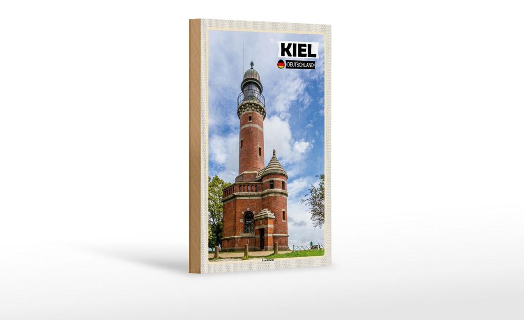 Holzschild Städte Kiel Leuchtturm Architektur Dekoration 12x18 cm