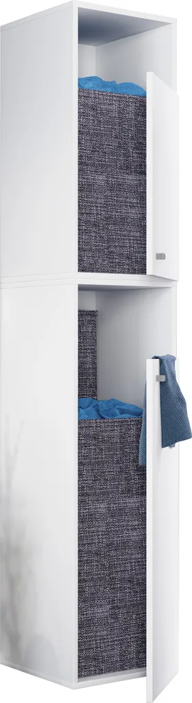 Meuble de blanchisserie XXL Dreso 184 cm avec étagères et portes fermées