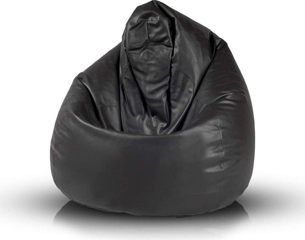 Ecopuf, Fuzzy, Sitzsack Pouf, Sack Poufsessel Pufsack Kinder, Erwachene, 80x110cm, Schwarz E14