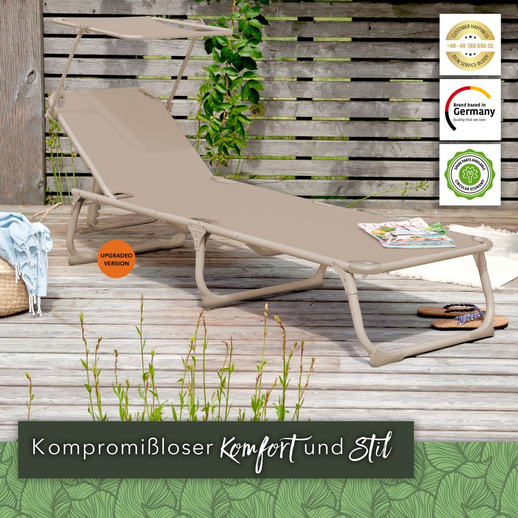 Park Alley I Sonnenliege I mit Dach, Gartenliege Klappbar, Produktbild