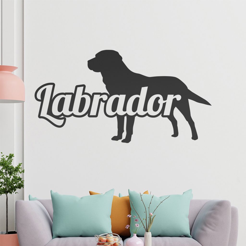 KIWISTAR Labrador mit Name Silhouette Schrift Wandtattoo in 6 Größen - Wandaufkleber Wall Sticker - Dekoration, Küche, Wohnzimmer, Schlafzimmer,...