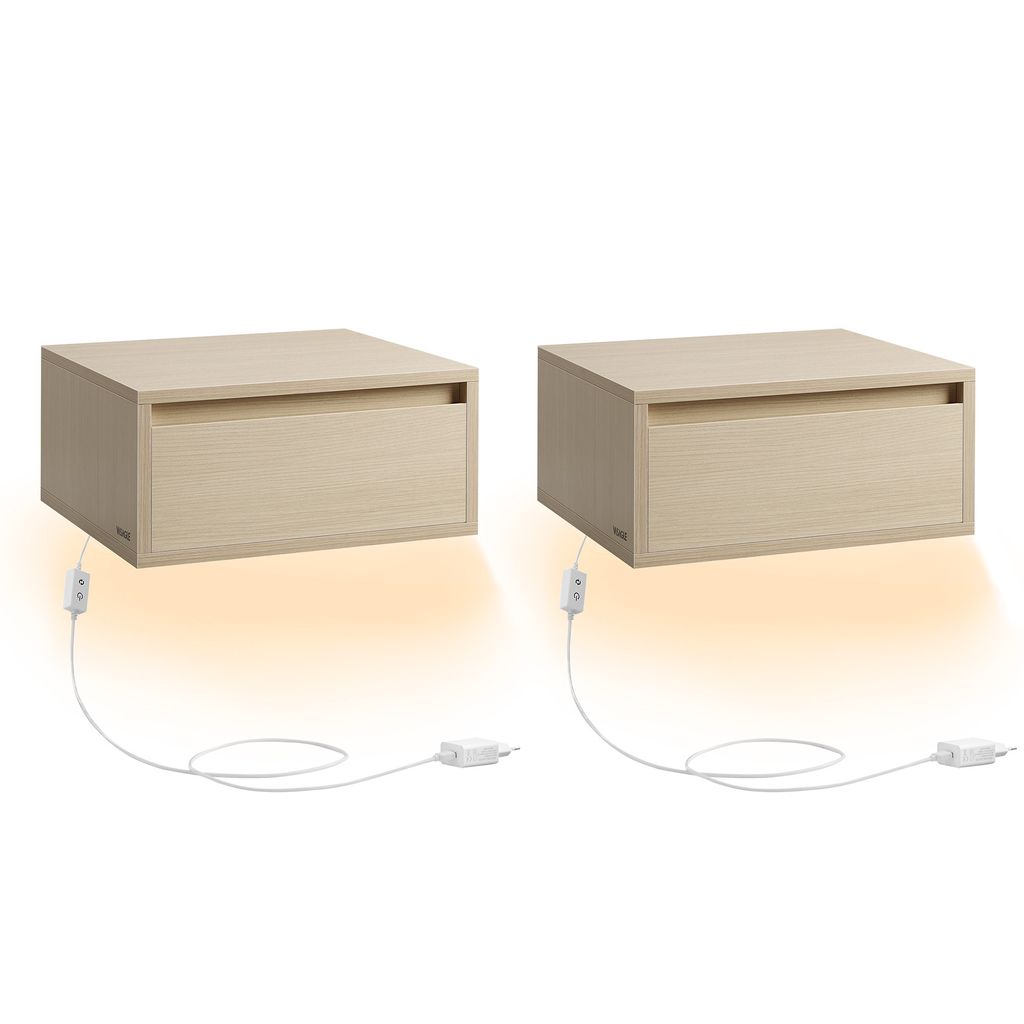 VASAGLE Závěsný noční stolek, lampa se 3 barvami, plovoucí Obrázek produktu 