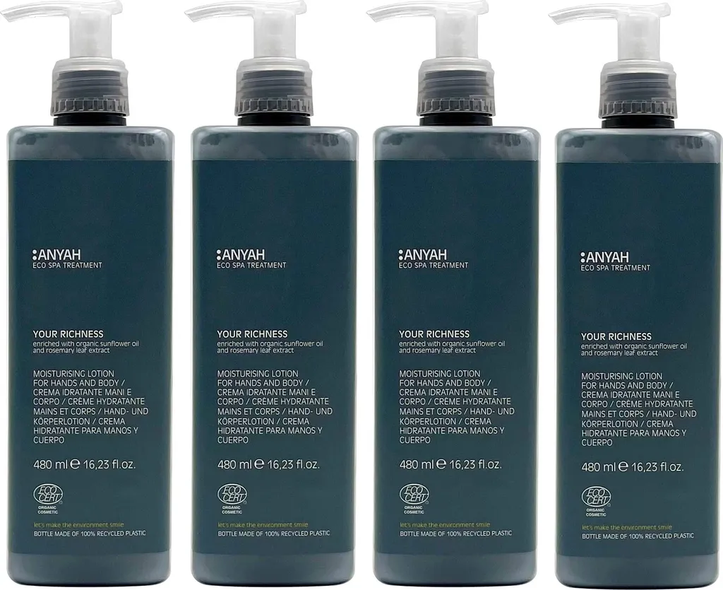 Lait de Soin Hydratant Corps et Mains Vegan ANYAH en Format Éco 480ml