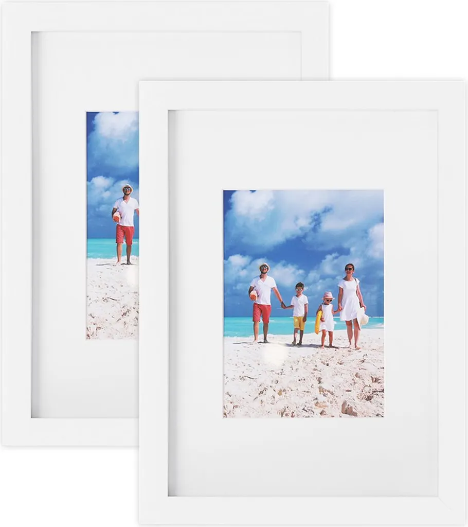 Lot de 2 cadres photo avec passe-partout blanc pour photos 13x18 cm