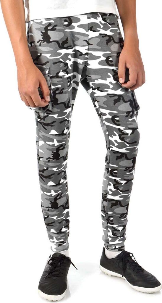 Kinder Jungen stylische Freizeithose Sporthose Grau Camouflage 146