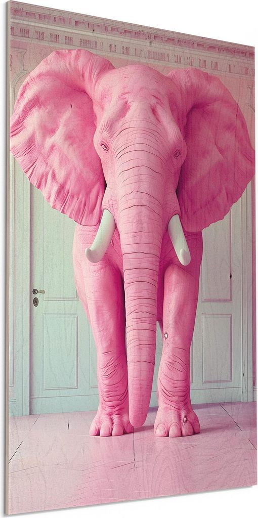DEQORI Holzbild 40x60 cm 'Elefant im Raum' Bild auf Holz Wandbild Kunstdruck nachhaltig