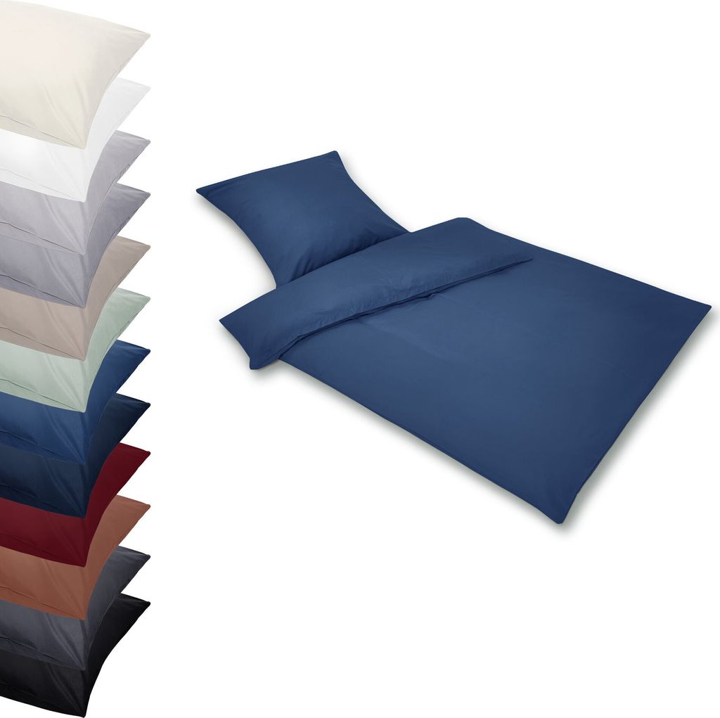 PREMIUM Bettwäsche Set 155x200-80x80cm MIKROFASER Bettgarnitur Kissenbezug Bettdecke Bettbezug, Farbe: Jeans