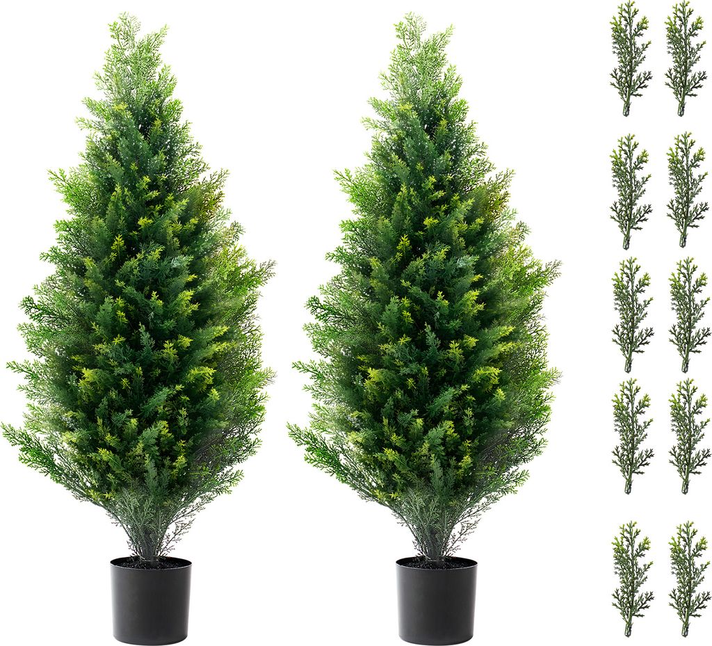 SucceBuy 91,4 cm sztuczne drzewo cedrowe Topiary 2 sztuki Zdjęcie produktu 