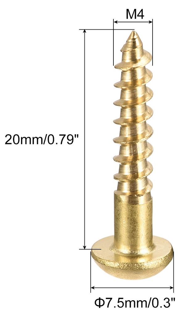 50 Stš¹ck Schlitz Rundkopf Holzschrauben M4 x 20mm Messing Blechschraube Halbrundkopf Linsenkopfschrauben