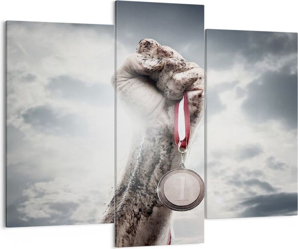 Bild auf Leinwand - Leinwandbild - Sport Medaille Sieg Trophäe - 130x100cm - Wand Bild - Wanddeko - Leinwanddruck - Bilder - Kunstdruck - Wanddeko...