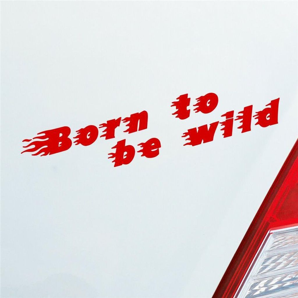 Auto Aufkleber Born to be Wild Motorrad Roller KFZ 15x3 cm Rot Sticker Heckscheibenaufkleber