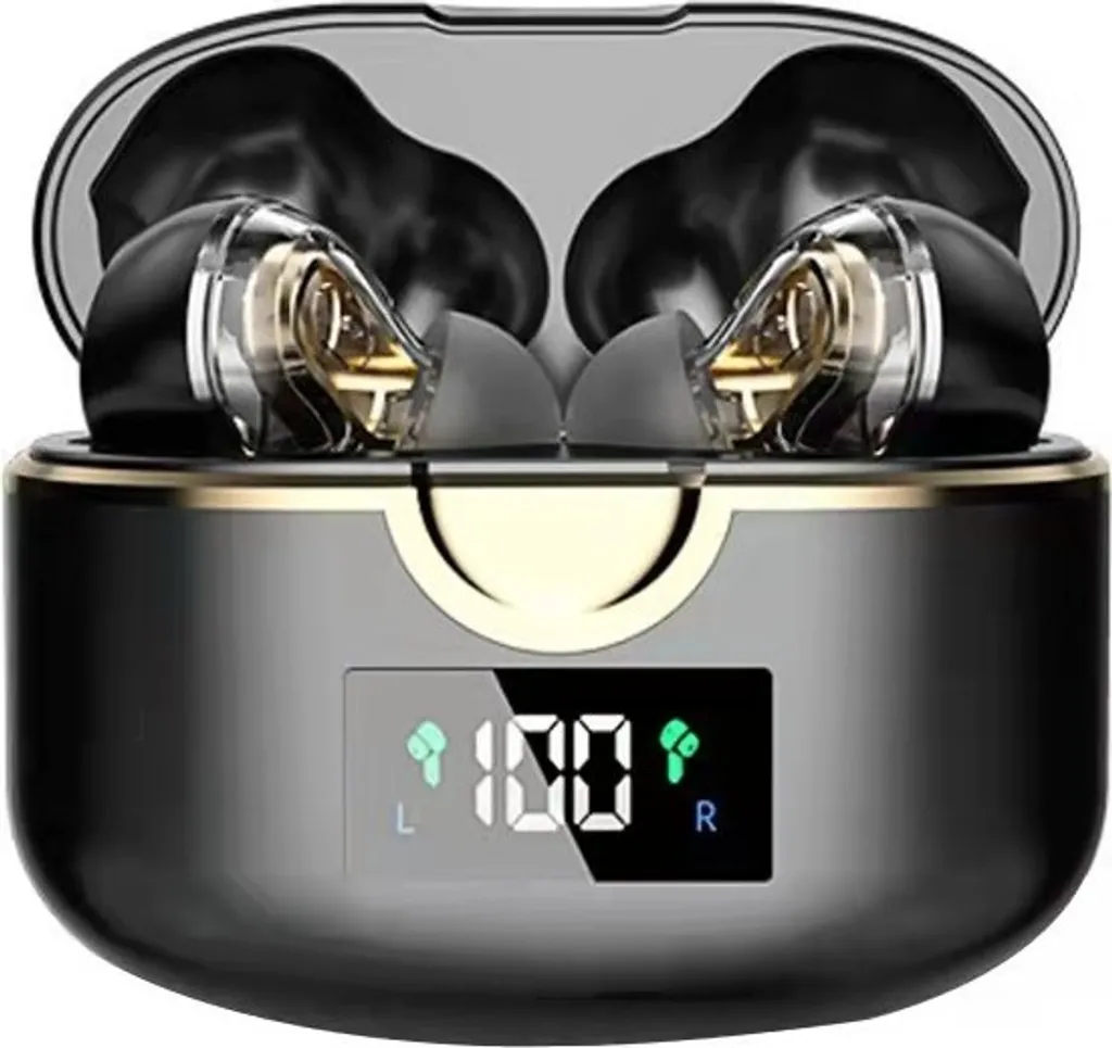 Casque sans fil INF Bluetooth 5.0 noir avec double haut-parleur