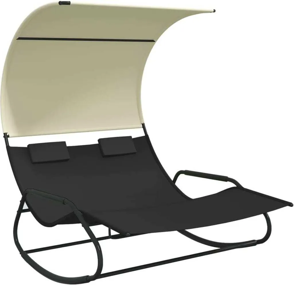 Chaise longue double à bascule vidaXL pour éviter les coups de soleil