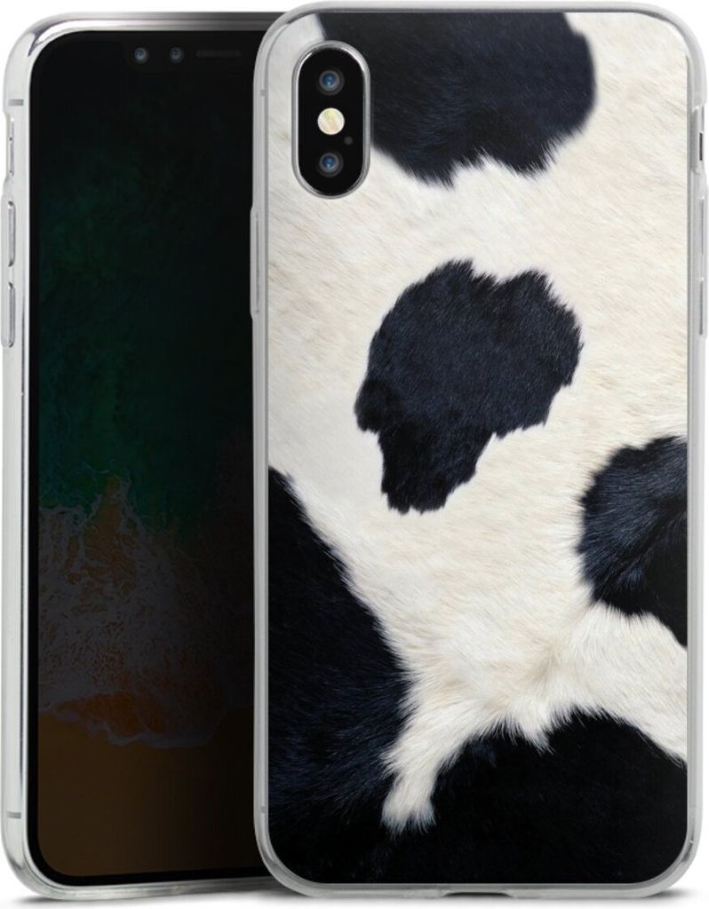 DeinDesign Slim Hülle für Apple iPhone Xs Silikon Case Ultra Dünn Handyhülle Animal-Look Animalprint Kuhfell