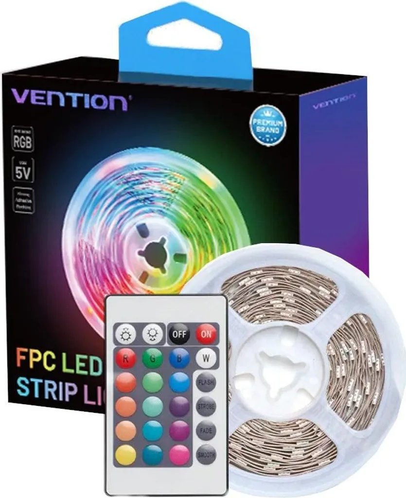 Vention Striscia LED RGB 2m USB 5V con Telecomando IR - Illuminazione Smart