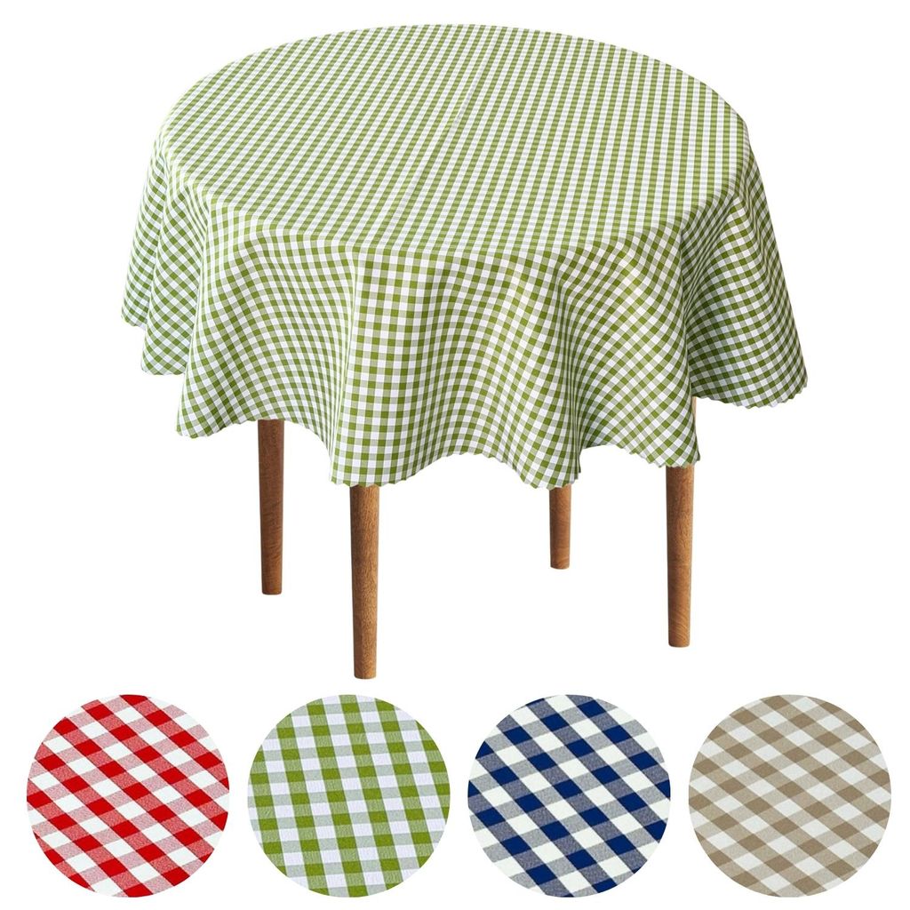 Tischdecke Fleckenresistente Karo Grün - GRETA - 150 cm Produktbild 